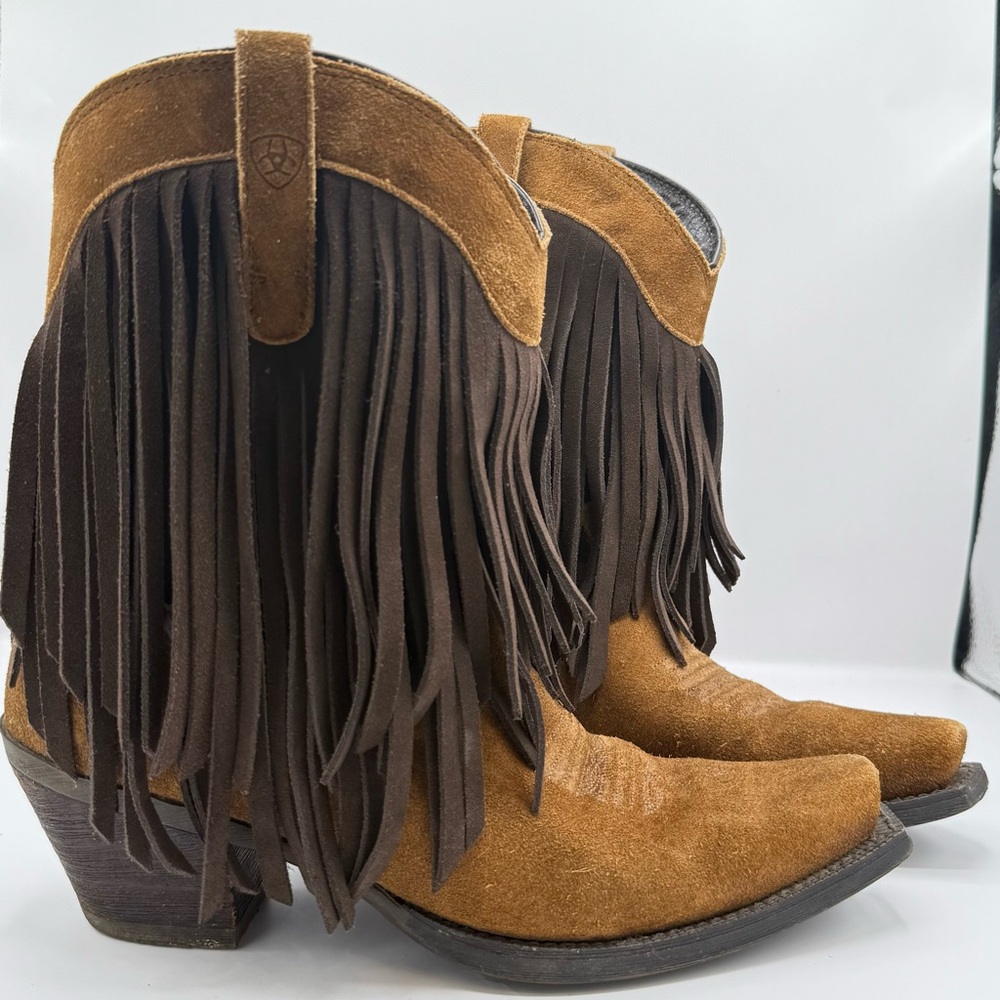 Ariat Women's Gold Rush Brown Suede Fringe Boots Western 6.5 B